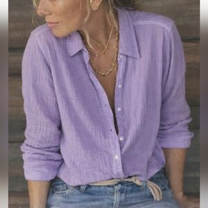 XiRENA Lavender Gauze Button-Down Shirt